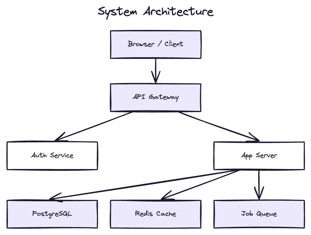 A system architecture diagram drawn on FlyingDraw by an AI agent